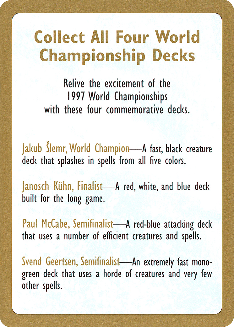 1997 World Championships Ad (WCD-) - World Championship Decks 1997