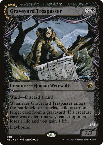 Graveyard Trespasser (Showcase) (MID-290) - Innistrad: Midnight Hunt: (Showcase, Double Faced Transform) Foil