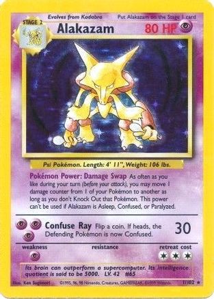 Alakazam 001/102  - Holofoil Base Set - Holo Rare