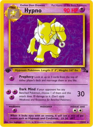 Hypno (23) 023/62  - 1st Edition Fossil - Rare