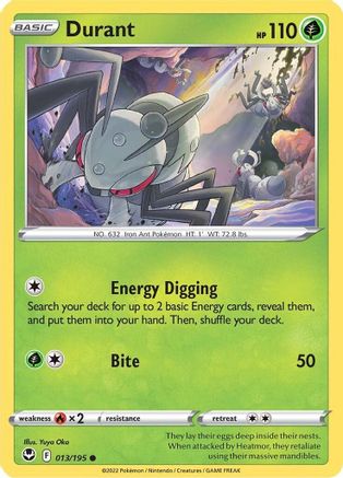 Durant 013/195  - Reverse Holofoil SWSH12 Silver Tempest - Common