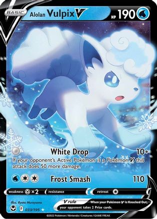 Alolan Vulpix V 033/195  - Holofoil SWSH12 Silver Tempest - Ultra Rare