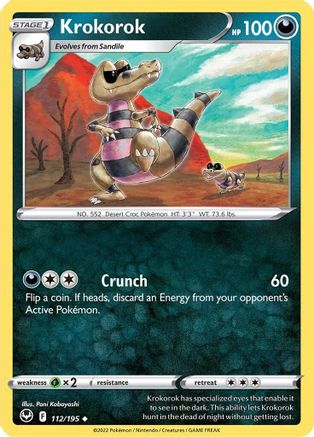 Krokorok 112/195  - Reverse Holofoil SWSH12 Silver Tempest - Uncommon