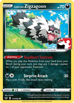 Galarian Zigzagoon 117  - Holofoil Prize Pack Series Cards - Common