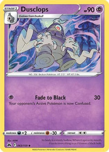 Dusclops 063/159  - Reverse Holofoil Crown Zenith - Uncommon