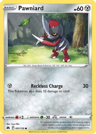 Pawniard (91) 091/159  - Reverse Holofoil Crown Zenith - Common