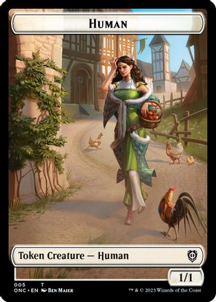 Human // Spirit Double-sided Token (ONC-5 // 9) - Commander: Phyrexia: All Will Be One