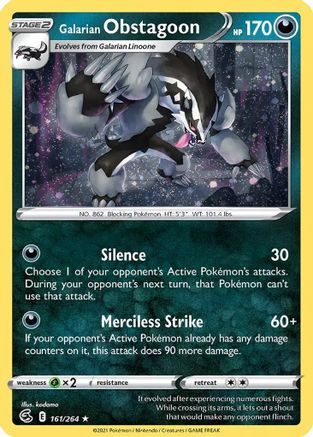 Galarian Obstagoon (Cosmos Holo) 161/264  - Holofoil Miscellaneous Cards & Products - Holo Rare