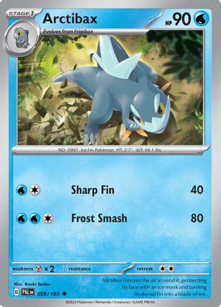Arctibax 059/193  - Reverse Holofoil SV02 Paldea Evolved - Uncommon