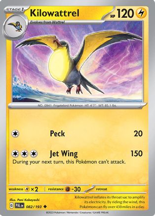 Kilowattrel 082/193  - Reverse Holofoil SV02 Paldea Evolved - Uncommon