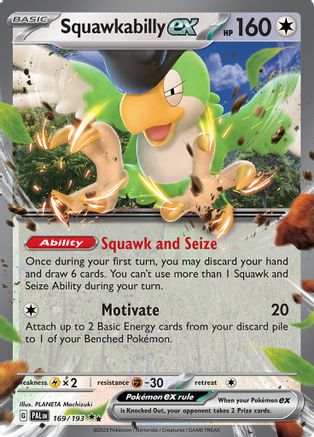 Squawkabilly ex 169/193  - Holofoil SV02 Paldea Evolved - Double Rare