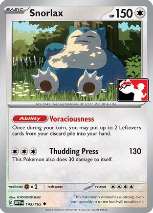 Snorlax 143/165  Prize Pack Series Three - Holo Rare