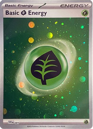 Basic Grass Energy (Cosmos Holo) 001  - Holofoil SVE Scarlet & Violet Energies - Common