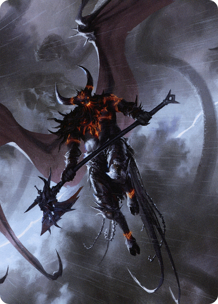 Burning-Rune Demon // Burning-Rune Demon (AKHM-020) - Kaldheim Art Series (Borderless) Foil