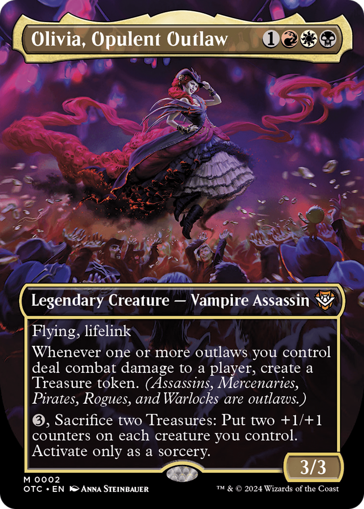Olivia, Opulent Outlaw (Borderless) (OTC-002) - Outlaws of Thunder Junction Commander (Borderless) Foil
