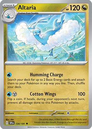 Altaria 134/191  - Reverse Holofoil SV08 Surging Sparks - Uncommon