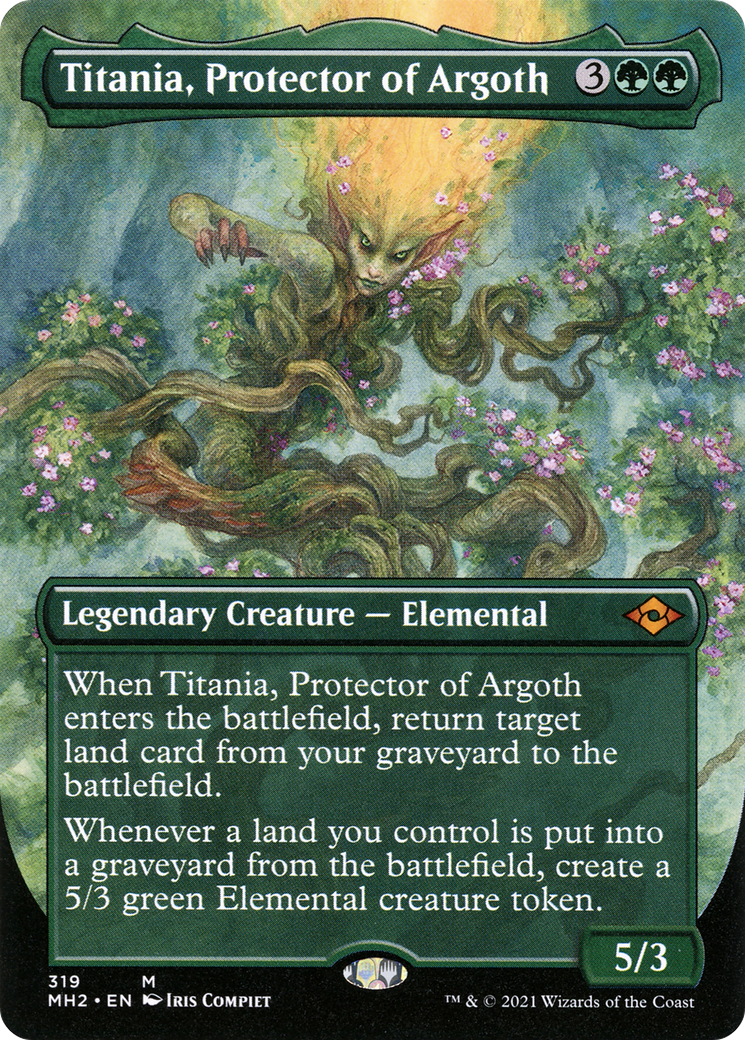 Titania, Protector of Argoth (Borderless) (MH2-319) - Modern Horizons 2 (Borderless) Foil