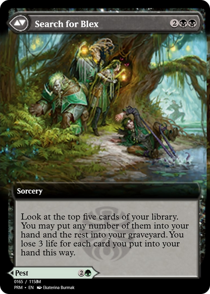 Blex, Vexing Pest // Search for Blex (PRM-90300) - Magic Online Promos Foil