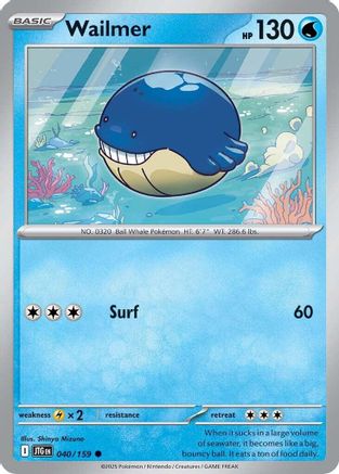 Wailmer 040/159  - Reverse Holofoil SV09 Journey Together - Common