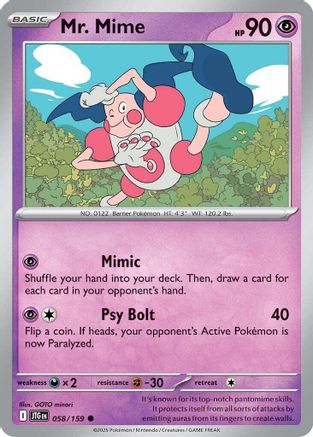 Mr. Mime 058/159  - Reverse Holofoil SV09 Journey Together - Common