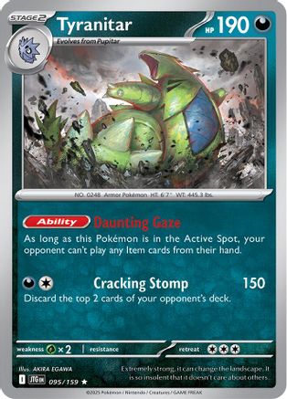 Tyranitar 095/159  - Reverse Holofoil SV09 Journey Together - Rare