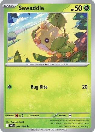 Sewaddle 001/086  - Reverse Holofoil SV White Flare - Common