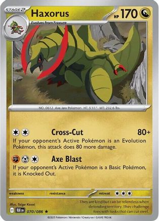 Haxorus 070/086  - Reverse Holofoil SV Black Bolt - Rare