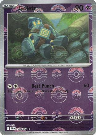 Golett (Poke Ball Pattern) 042/086  - Holofoil SV Black Bolt - Common