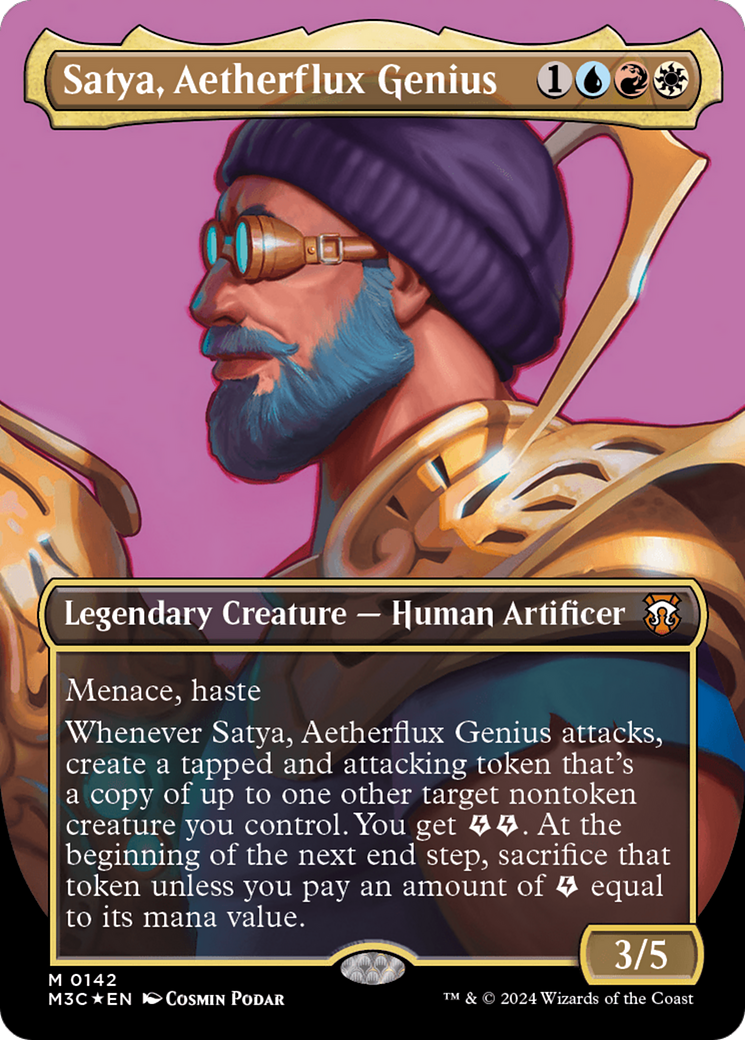 Satya, Aetherflux Genius (Borderless) (Ripple Foil) (M3C-142) - Modern Horizons 3 Commander (Borderless) Foil