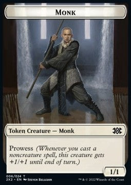 Monk Token (W 1/1 Prowess) // Cat Dragon Token (Gold 3/3)⁣ - Double Masters 2022: Extras⁣ (Token)⁣ [T 6/19]