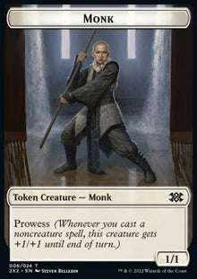 Monk Token (W 1/1 Prowess) // Faerie Rogue (B 1/1)⁣ - Double Masters 2022: Extras⁣ (Token)⁣ [T 6/11]