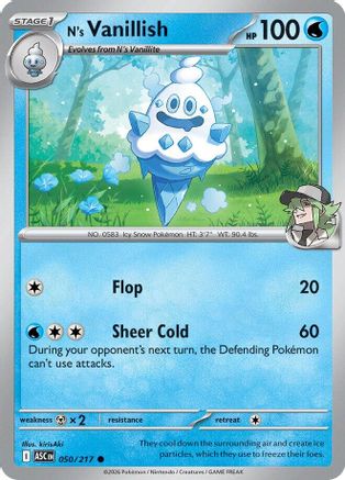 N's Vanillish 050  - Reverse Holofoil ME Ascended Heroes - Common