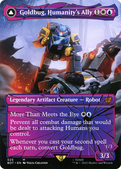 Goldbug, Humanity's Ally (Shattered Glass) (BOT-025) - Transformers: (shatteredglass, convertdfc) (Borderless) Foil