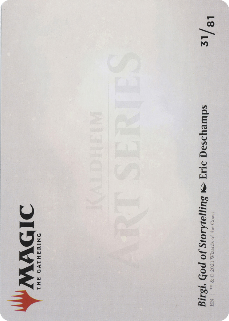 Birgi, God of Storytelling // Birgi, God of Storytelling (AKHM-031) - Kaldheim Art Series (Borderless) Foil