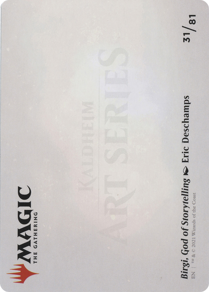 Birgi, God of Storytelling // Birgi, God of Storytelling (AKHM-031) - Kaldheim Art Series (Borderless) Foil