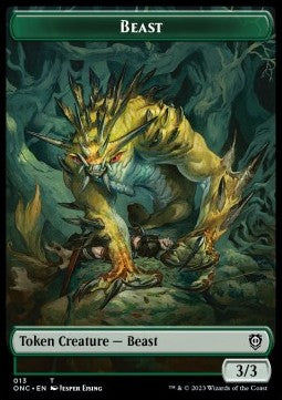 Beast Token (G 3/3) // Poison Counter⁣ - Commander: Phyrexia: All Will Be One: Extras⁣ (Token)⁣ [T 13/14]