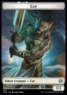 Cat Token (W 2/2) // Bird Token (W 1/1)⁣ - Commander: Phyrexia: All Will Be One: Extras⁣ (Token)⁣ [T 1/4]