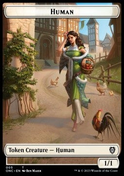Human Token (W 1/1) // Spirit Token (W 1/1)⁣ - Commander: Phyrexia: All Will Be One: Extras⁣ (Token)⁣ [T 5/9]