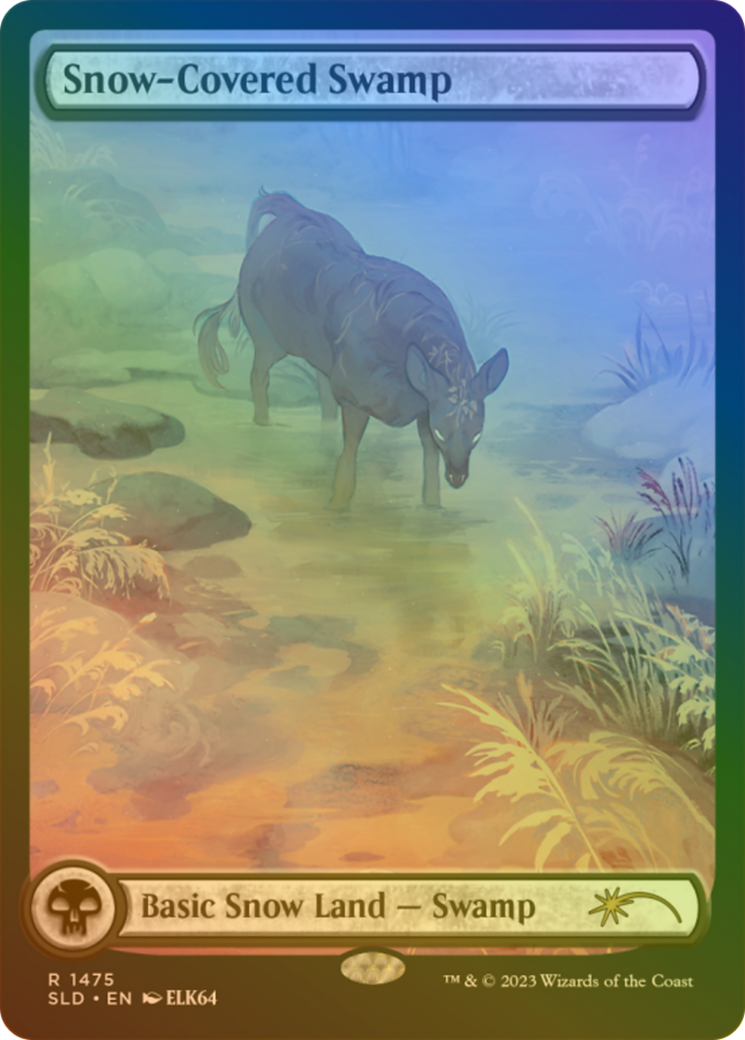 Snow-Covered Swamp (1475) (Rainbow Foil) (SLD-1475★) - Secret Lair Drop: (Full Art) Foil