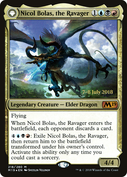 Nicol Bolas, the Ravager // Nicol Bolas, the Arisen (PRE-218S) - Core Set 2019 Promos: (originpwdfc) Foil