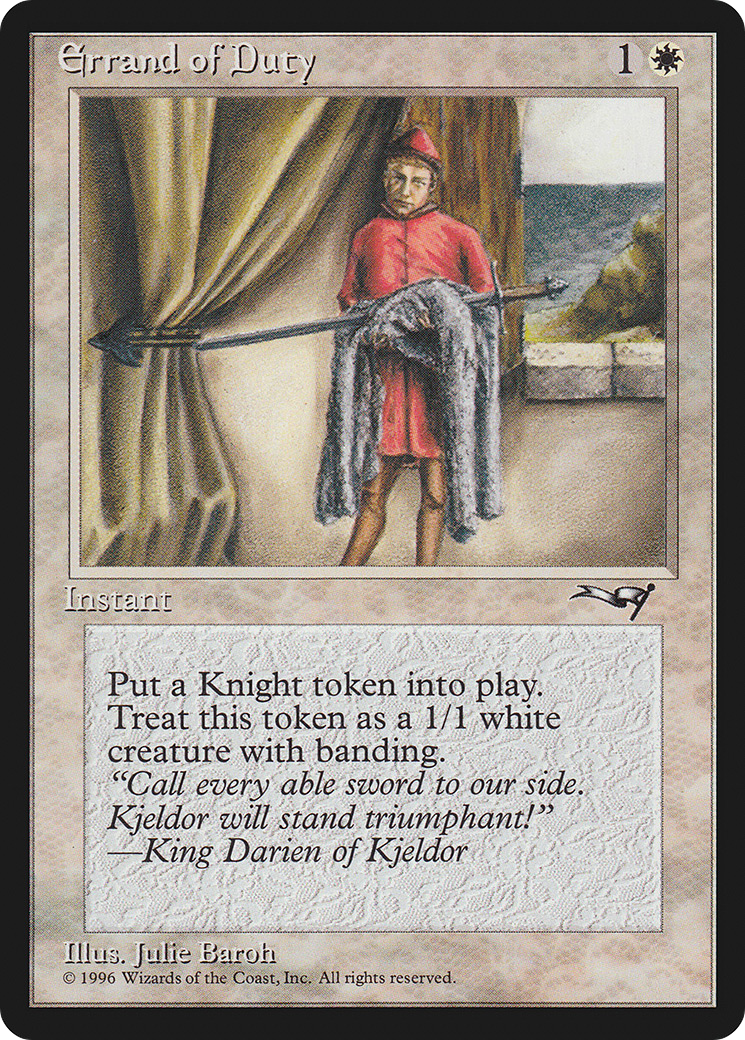 Errand of Duty (Page Holding Sword) (ALL-02A) - Alliances