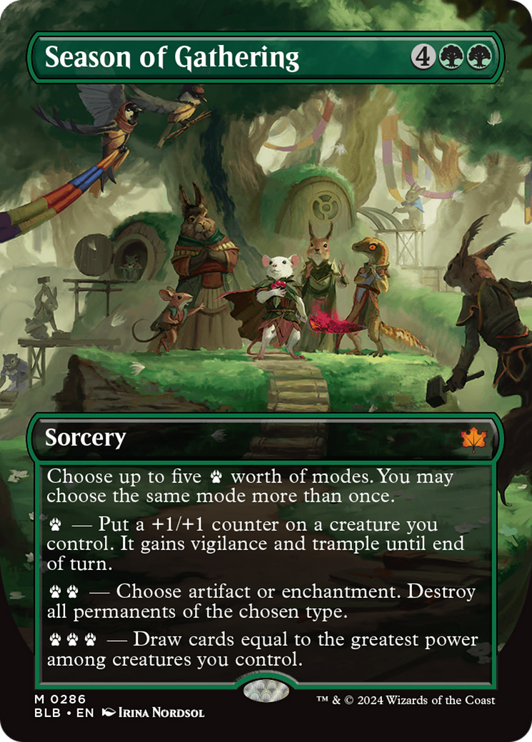 Season of Gathering (BLB-286) - Bloomburrow: (Showcase) (Borderless) Foil