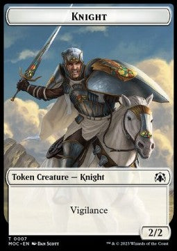 Knight Token (W 2/2 Vigilance) // Spirit Token (WB 1/1)⁣ - Commander: March of the Machine: Extras⁣ (Token)⁣ [T 7/14]