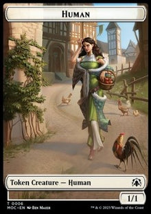 Human Token (W 1/1) // Zombie Knight Token (B 2/2 Menace)⁣ - Commander: March of the Machine: Extras⁣ (Token)⁣ [T 6/21]