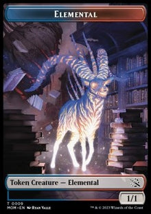 Elemental Token (UR 1/1) // Elemental Token (R 1/1 Tap, Deal damage)⁣ - Commander: March of the Machine: Extras⁣ (Token)⁣ [T 9/22]