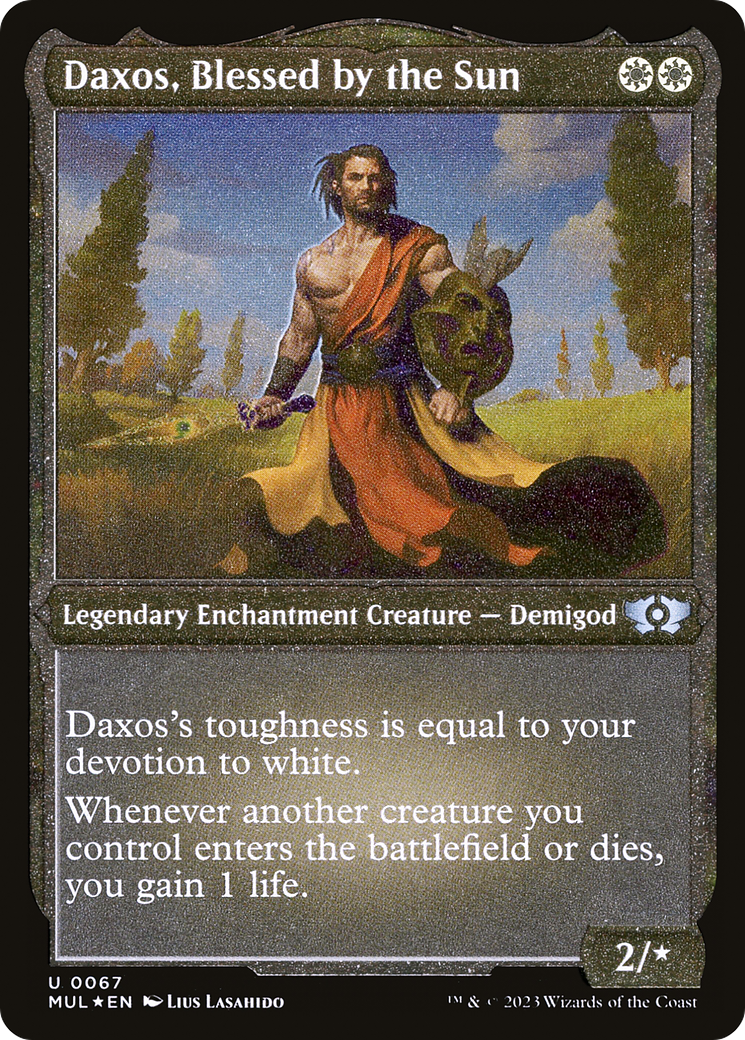 Daxos, Blessed by the Sun (MUL-067) - Multiverse Legends: (enchantment) Etched Foil