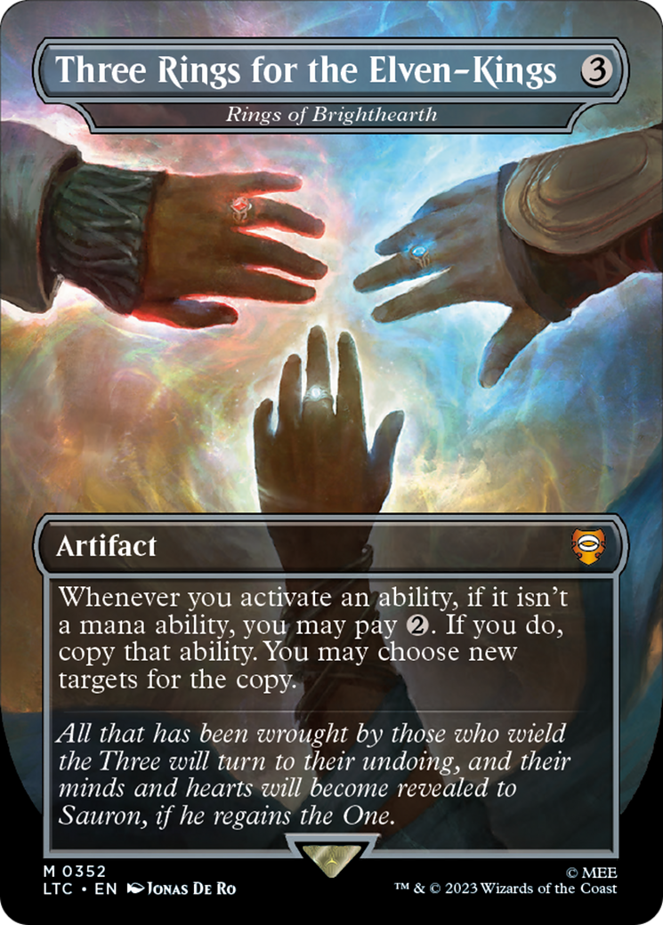 Three Rings for the Elven-Kings - Rings of Brighthearth (LTC-352) - Tales of Middle-earth Commander / Three Rings for the Elven-Kings (Borderless) Foil