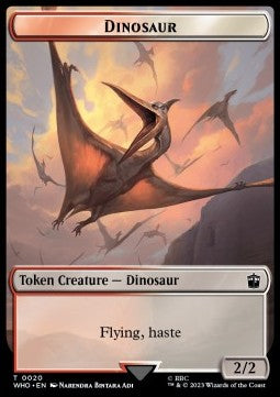 Soldier Token (W 1/1) // Dinosaur Token (RW 2/2) (V.1)⁣ - Universes Beyond: Doctor Who: Extras⁣ (Token)⁣ [T 8/20]