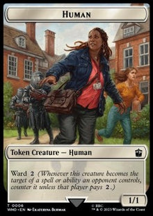 Human Token (W 1/1 Ward) // Fish Token (1/1)⁣ - Universes Beyond: Doctor Who: Extras⁣ (Token)⁣ [T 6/10]