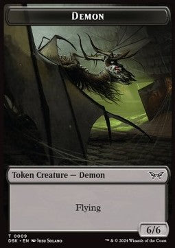 Demon Token (B 6/6 Flying) // Manifest Token (C 2/2)⁣ - Duskmourn: House of Horror: Tokens⁣ (Token)⁣ [T 9/18]